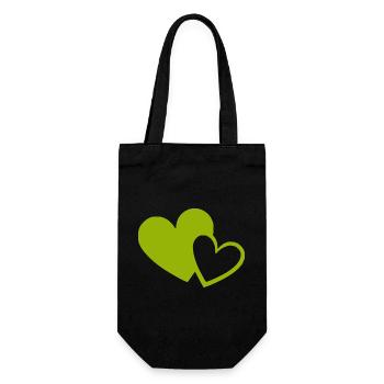 Cœur vert motif de cœurs verts - Sac à bouteille - noir - Devant
