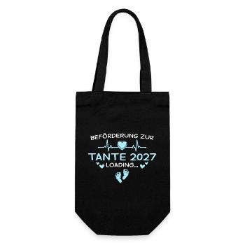 Tante 2027 Herz Schwangerschaft Verkündung - Geschenkbeutel für Flaschen - Schwarz - Vorne