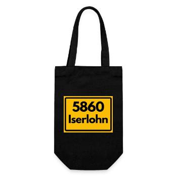 ALTE POSTLEITZAHL PLZ RETRO 5860 ISERLOHN - Geschenkbeutel für Flaschen - Schwarz - Vorne