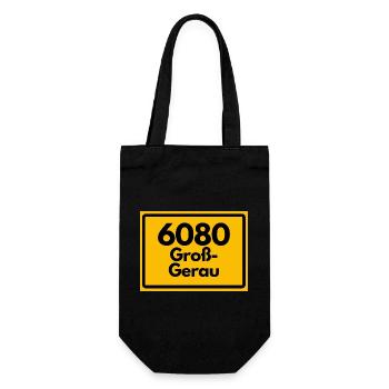 ALTE POSTLEITZAHL PLZ RETRO 6080 GROSS GERAU  - Geschenkbeutel für Flaschen - Schwarz - Vorne