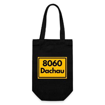 ALTE POSTLEITZAHL PLZ RETRO 8060 DACHAU HEIMAT - Geschenkbeutel für Flaschen - Schwarz - Vorne