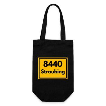 ALTE POSTLEITZAHL PLZ RETRO 8440 STRAUBING HEIMAT - Geschenkbeutel für Flaschen - Schwarz - Vorne