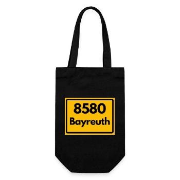ALTE POSTLEITZAHL PLZ RETRO 8580 BAYREUTH HEIMAT - Geschenkbeutel für Flaschen - Schwarz - Vorne