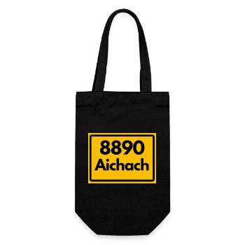 ALTE POSTLEITZAHL PLZ RETRO 8890 AICHACH HEIMAT - Geschenkbeutel für Flaschen - Schwarz - Vorne