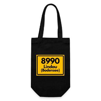 ALTE POSTLEITZAHL PLZ RETRO 8990 LINDAU BODENSEE - Geschenkbeutel für Flaschen - Schwarz - Vorne