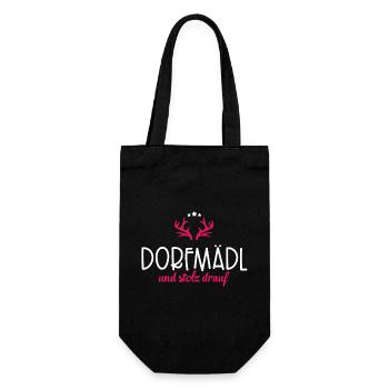 Dorfmädl und stolz drauf - Geschenkbeutel für Flaschen - Schwarz - Vorne