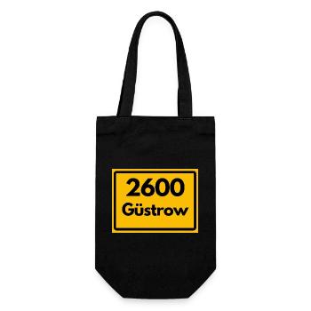 ALTE POSTLEITZAHL PLZ RETRO 2600 GÜSTROW HEIMAT - Geschenkbeutel für Flaschen - Schwarz - Vorne