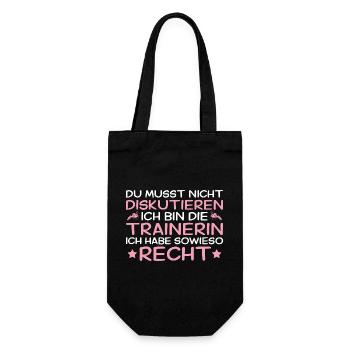 Trainerin hat immer Recht - Lustiges Sport Geschen - Geschenkbeutel für Flaschen - Schwarz - Vorne
