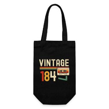 Vintage 84er Kassette Retro - Geschenkbeutel für Flaschen - Schwarz - Vorne