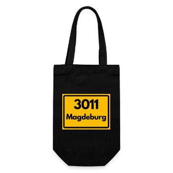 3011 MAGDEBURG DDR RETRO HEIMATSTOLZ OSTALGIE - Geschenkbeutel für Flaschen - Schwarz - Vorne