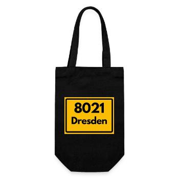 8021 DRESDEN DDR RETRO HEIMATSTOLZ SACHSEN - Geschenkbeutel für Flaschen - Schwarz - Vorne