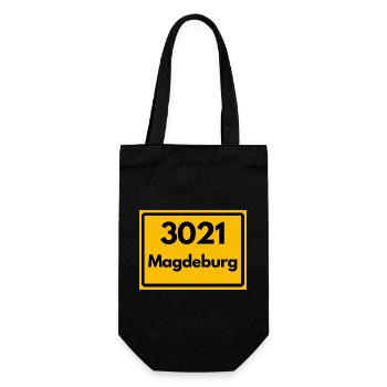 3021 MAGDEBURG RETRO HEIMATSTOLZ SACHSEN-ANHALT - Geschenkbeutel für Flaschen - Schwarz - Vorne