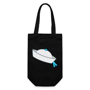 Casquette blanche de navire avec Pompon bleu - Sac à bouteille - noir - Devant