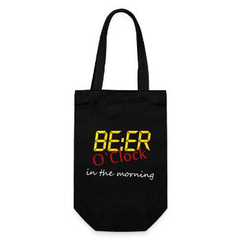 Beer O'Clock am Morgen. Bierspruch. Saufen - Geschenkbeutel für Flaschen - Schwarz - Vorne