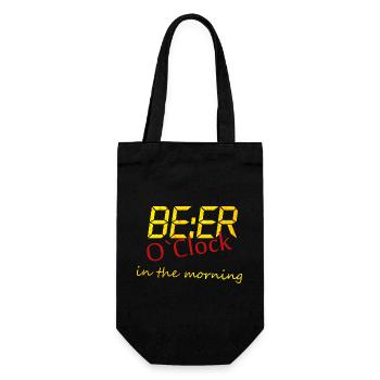 Bier Uhr am Morgen. Fundesign. Saufshirt - Geschenkbeutel für Flaschen - Schwarz - Vorne