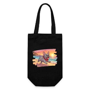 Adorable french bulldog on the beach - Gift Bag for Bottles - black - Front