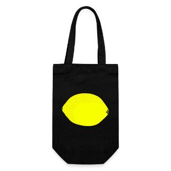 Knall Gelbe Zitrone, Obst, Geschenkidee - Geschenkbeutel für Flaschen - Schwarz - Vorne