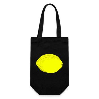 Knall Gelbe Zitrone, Obst, Geschenkidee - Geschenkbeutel für Flaschen - Schwarz - Vorne