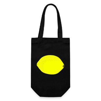 Knall Gelbe Zitrone, Obst, Geschenkidee - Geschenkbeutel für Flaschen - Schwarz - Vorne