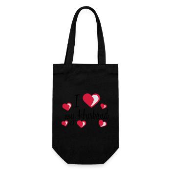 i love my worlds greatest bester ehemann husband t - Geschenkbeutel für Flaschen - Schwarz - Vorne