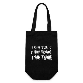 1 2 3 Gin Tonic Schrift betrunken - Geschenkbeutel für Flaschen - Schwarz - Vorne