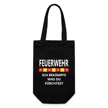 Feuerwehr ich bekämpfe was Du fürchtest, Geschenke - Geschenkbeutel für Flaschen - Schwarz - Vorne