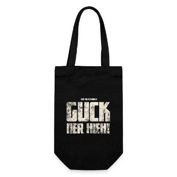 Guck Ner Hieh! Original Vogtländisch - Geschenkbeutel für Flaschen - Schwarz - Vorne
