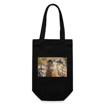 Erdmännchen (Suricata suricatta) meerkat - Geschenkbeutel für Flaschen - Schwarz - Vorne