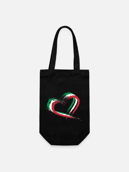 Drapeau Buste Coeur Drapeau Italie Couleurs Vacances - Sac à bouteille - noir