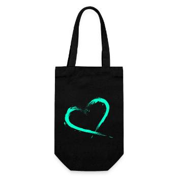 Heart design turquoise vector new - Gift Bag for Bottles - black - Front