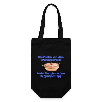 the cook with the dotted headscarf - Gift Bag for Bottles - black - Front