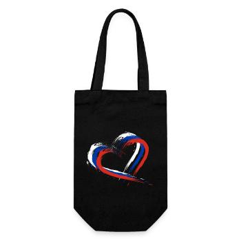 Herz Bürste Flagge Russland Fahne Farben Design - Geschenkbeutel für Flaschen - Schwarz - Vorne