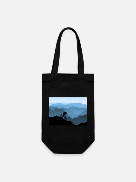 Mountainbiker in den Bergen - Geschenkbeutel für Flaschen - Schwarz