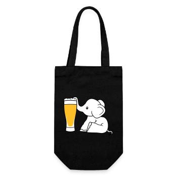 elefant bier saugen alkohol trinken durst betrunke - Geschenkbeutel für Flaschen - Schwarz - Vorne