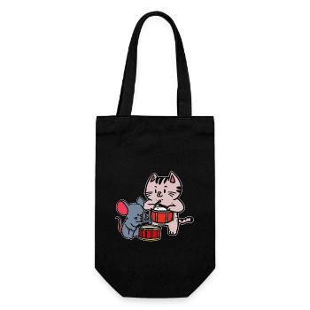 Musicians Mouse Drummer Kids Toddler Cat - Gift Bag for Bottles - black - Front
