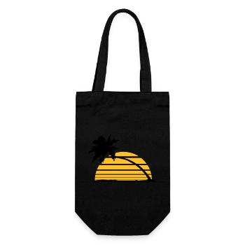 soleil rayures lignes silhouette paume plage mer - Sac à bouteille - noir - Devant