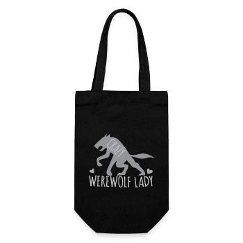 Crazy werewolf lady with grey walking wolf - Gift Bag for Bottles - black - Front