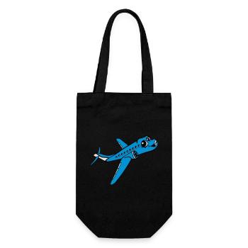 alive face comic cartoon cute cute line airplane p - Gift Bag for Bottles - black - Front