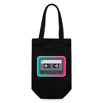 Retro Kassette 80's & 90's - Geschenkbeutel für Flaschen - Schwarz - Vorne