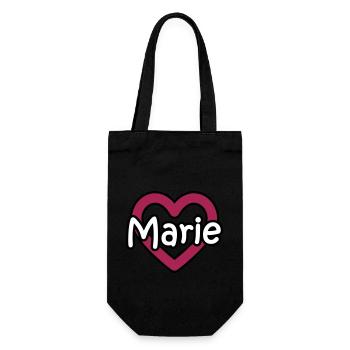 Marie nom de famille prénom nom de jeune fille coeur nom jour - Sac à bouteille - noir - Devant