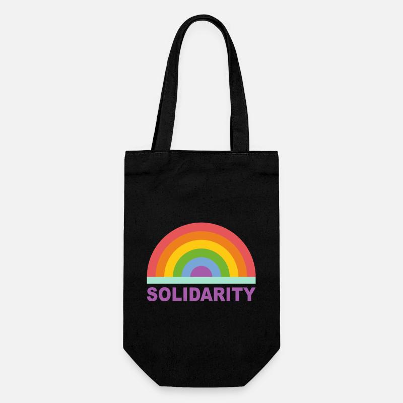 Regenbogen Solidarität - Geschenkbeutel für Flaschen - Schwarz