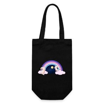 Rainbow Fantasy Rabbit Kids Moon Starry Sky - Gift Bag for Bottles - black - Front