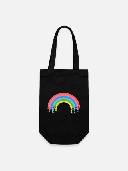 Rainbow with stars - Gift Bag for Bottles - black