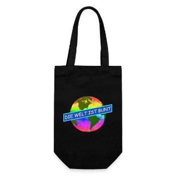 die welt ist bunt komtinente auf regenbogenfarben - Geschenkbeutel für Flaschen - Schwarz - Vorne