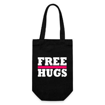 Free Hugs - Geschenkbeutel für Flaschen - Schwarz - Vorne