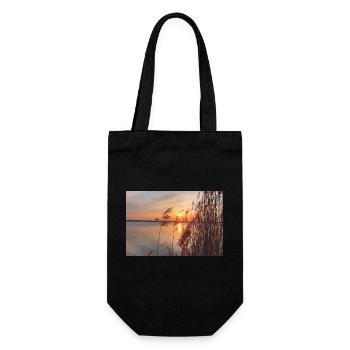 Sunset Gift Lake Sun Landscape Sky - Gift Bag for Bottles - black - Front