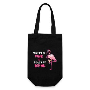 Flamingo Pretty In Pink And Ready To Drink - Geschenkbeutel für Flaschen - Schwarz - Vorne