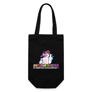 Aus dem Weg du unnötiger Sozialkontakt Einhorn - Geschenkbeutel für Flaschen - Schwarz - Vorne