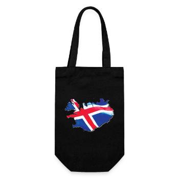 Island Flagge in der Island Landkarte - Geschenkbeutel für Flaschen - Schwarz - Vorne