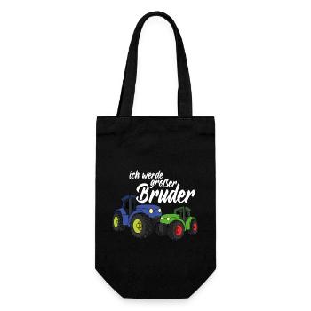Ich werde großer Bruder Traktor Trecker Sohn - Geschenkbeutel für Flaschen - Schwarz - Vorne